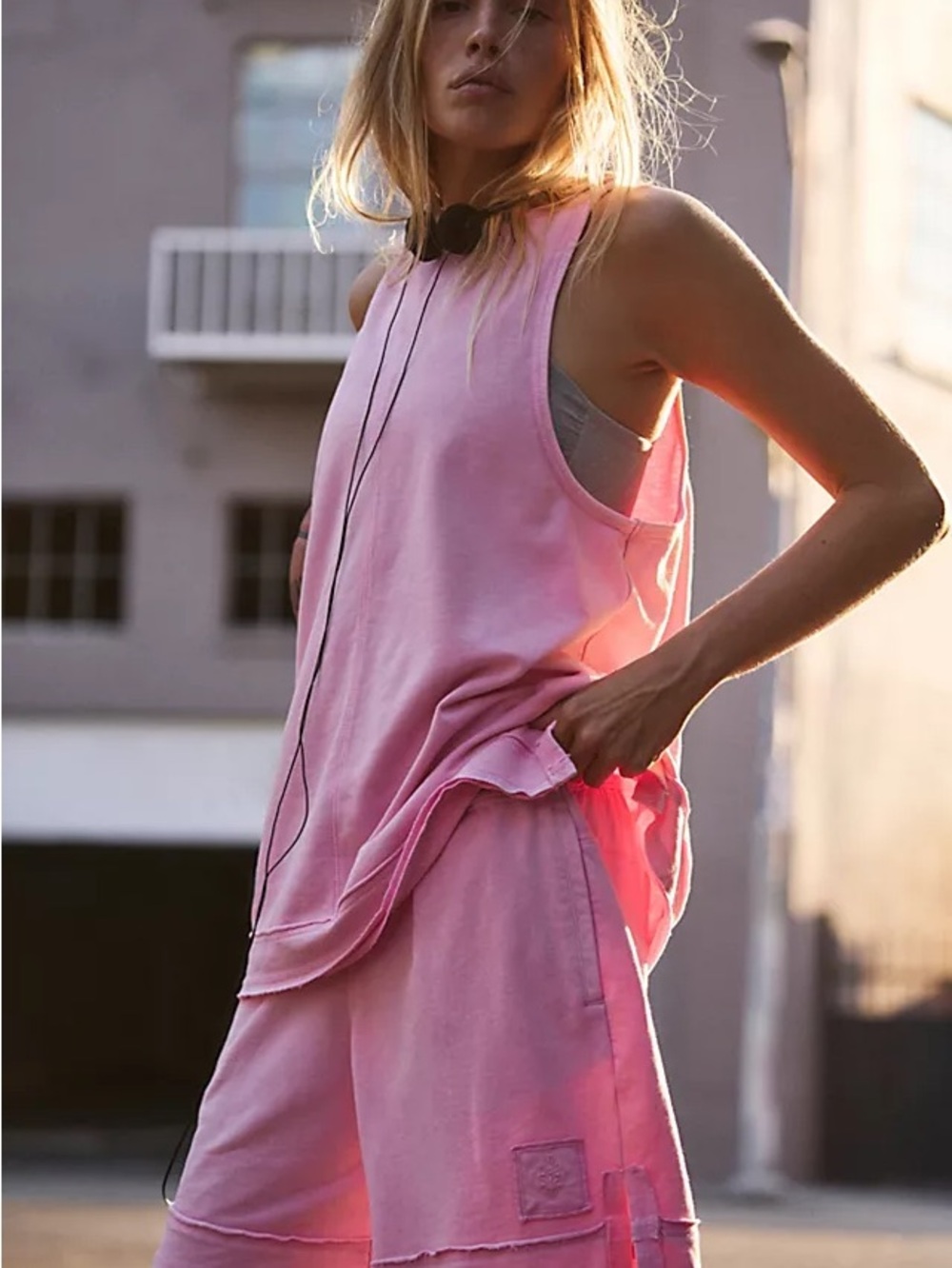 Free People solstice top workout Summer Lovin Pink Tank Top